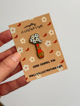 Load image into Gallery viewer, HOT SAUCE FLOWER VASE ENAMEL PIN
